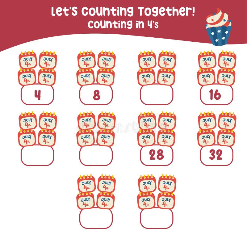 Math activity, count and write the missing numbers vector illustration