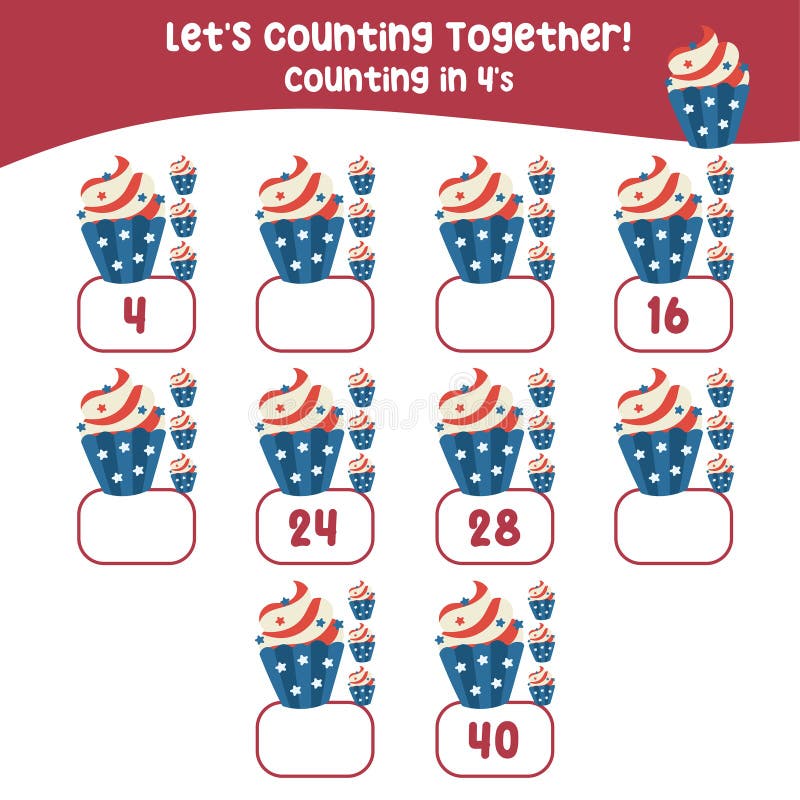 Mathematic counting worksheet. Math activity, count and write the missing numbers, math multiples. Educational printable math worksheet for children. Learning Game.