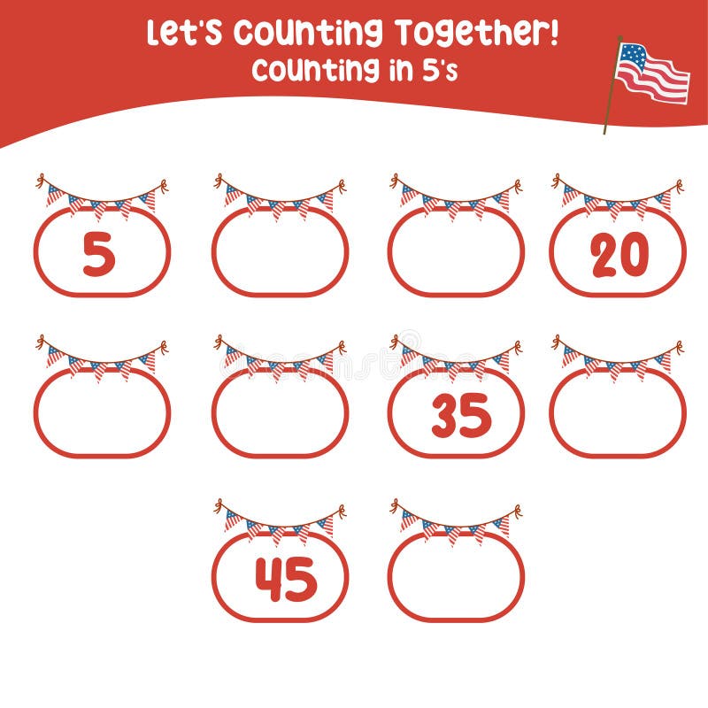 Math activity, count and write the missing numbers stock illustration