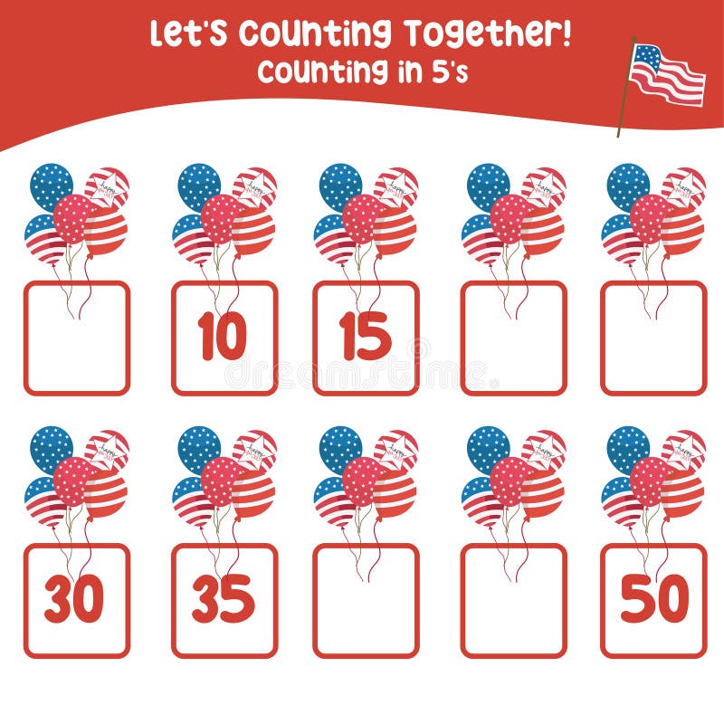 Math activity, count and write the missing numbers stock illustration