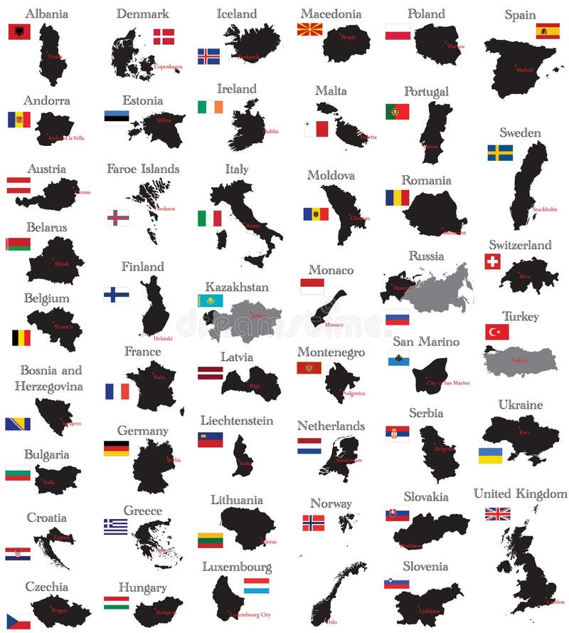 Fronteras a banderas de Estados de Europa.