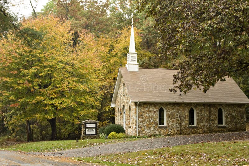 Country church in autumn
