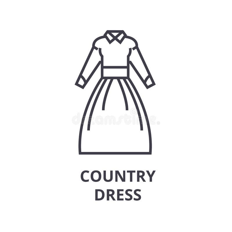 Country Dress Line Icon, Outline Sign, Linear Symbol, Vector, Flat ...