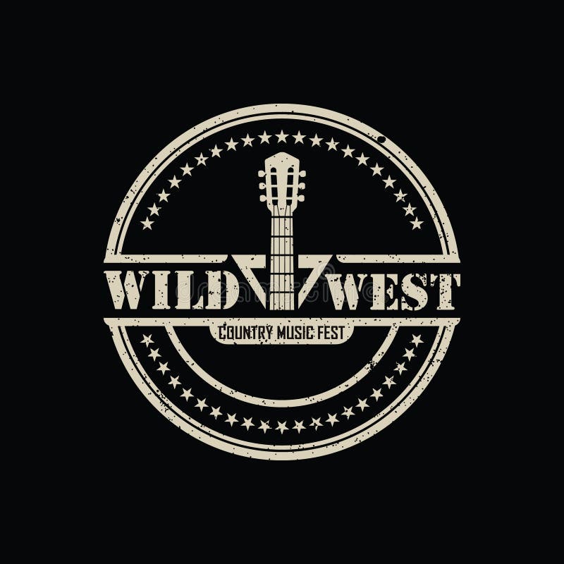 Country Guitar Music Western Vintage Retro Saloon Bar Cowboy Logo ...