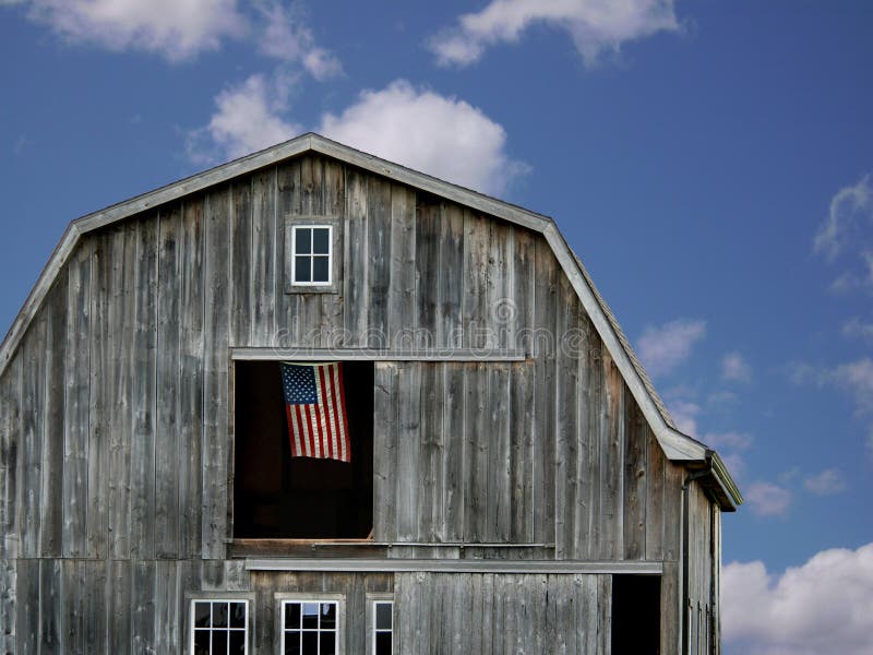 flag in barn hay loft