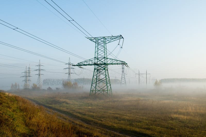 Country scene with High-voltage power line