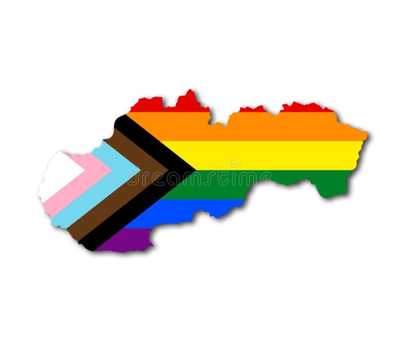 Country of Slovakia, filled with the Progress LGBTQ rainbow flag