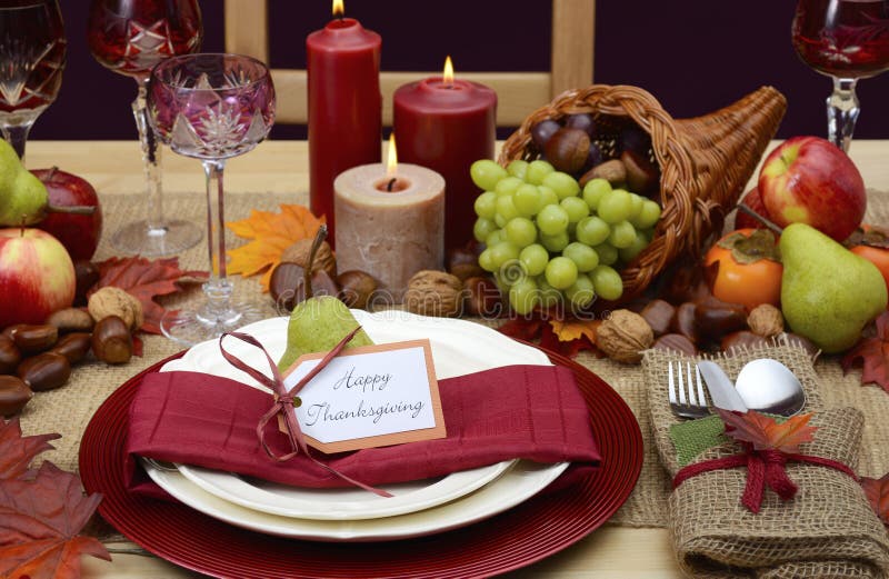 Country style rustic Thanksgiving table setting