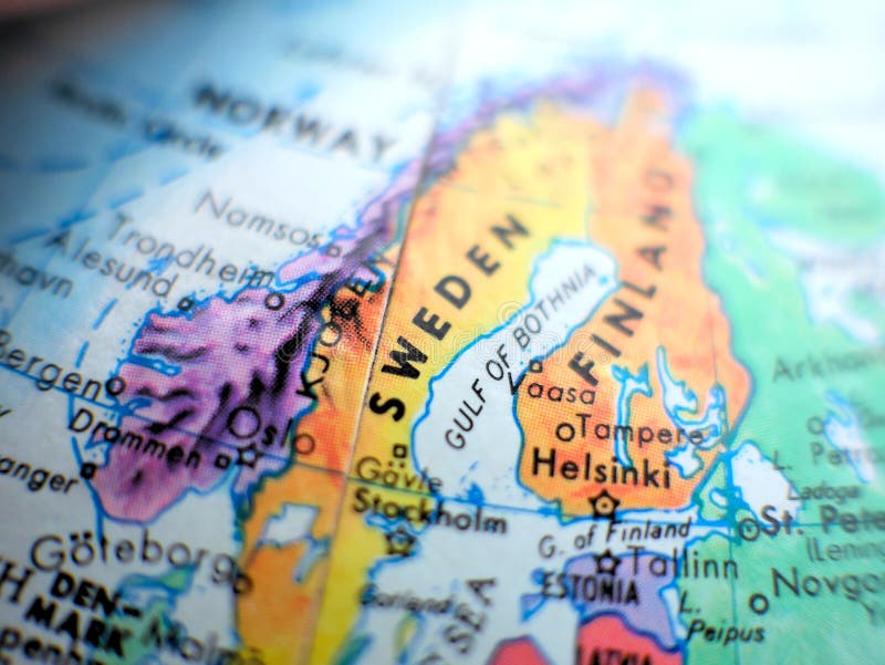 Country of Sweden Focus Macro Shot on Globe Map for Travel Blogs, Social Media, Website Banners and Backgrounds. Stock Photo - Image of geography, globe: 112794500