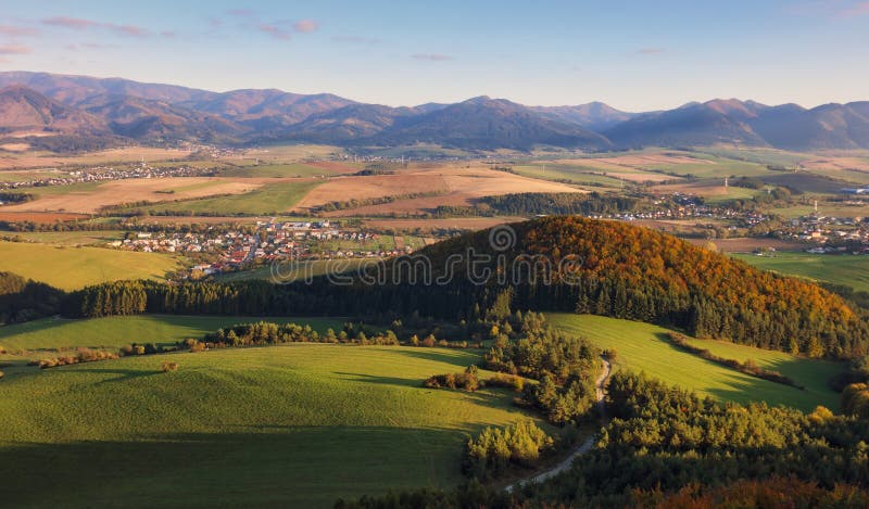 Countryside landscape in Slovakia with village