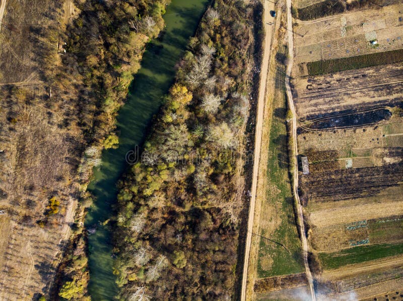 Countryside road and scenery aerial view