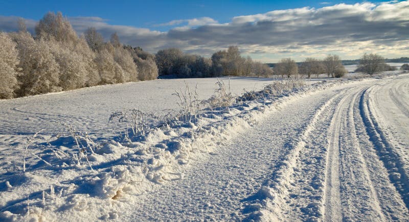 Countryside with snow. stock image