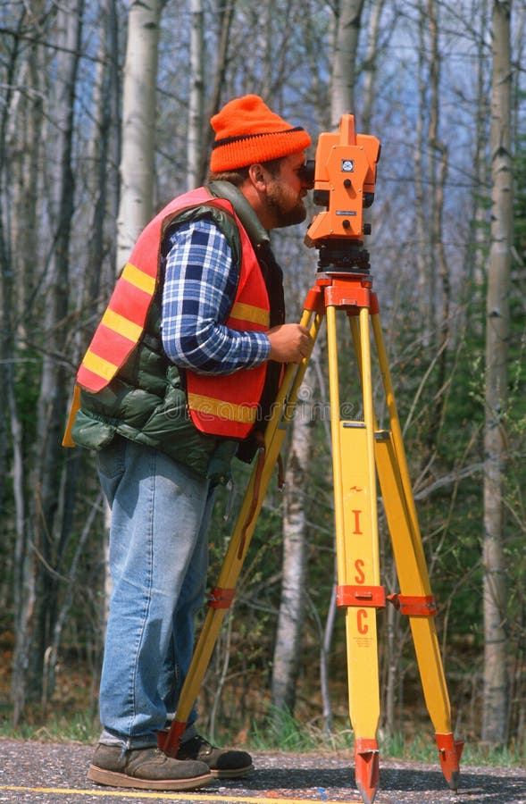 County Surveyor with Equipment Editorial Photography Image of work