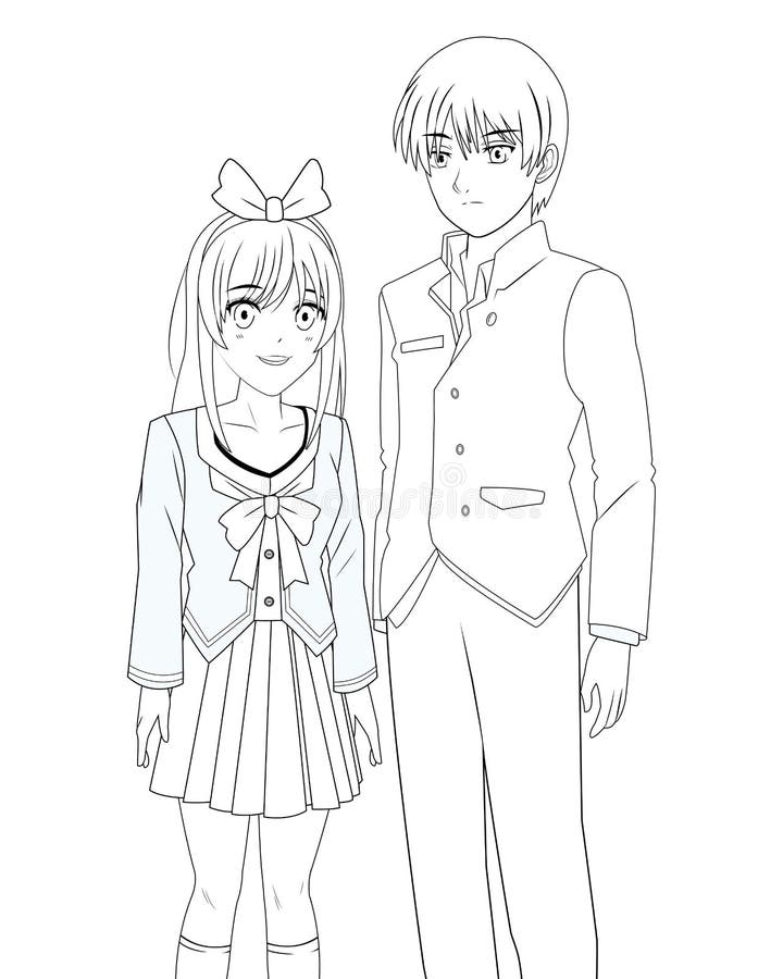 Couple anime manga stock vector. Illustration of girl - 138658944