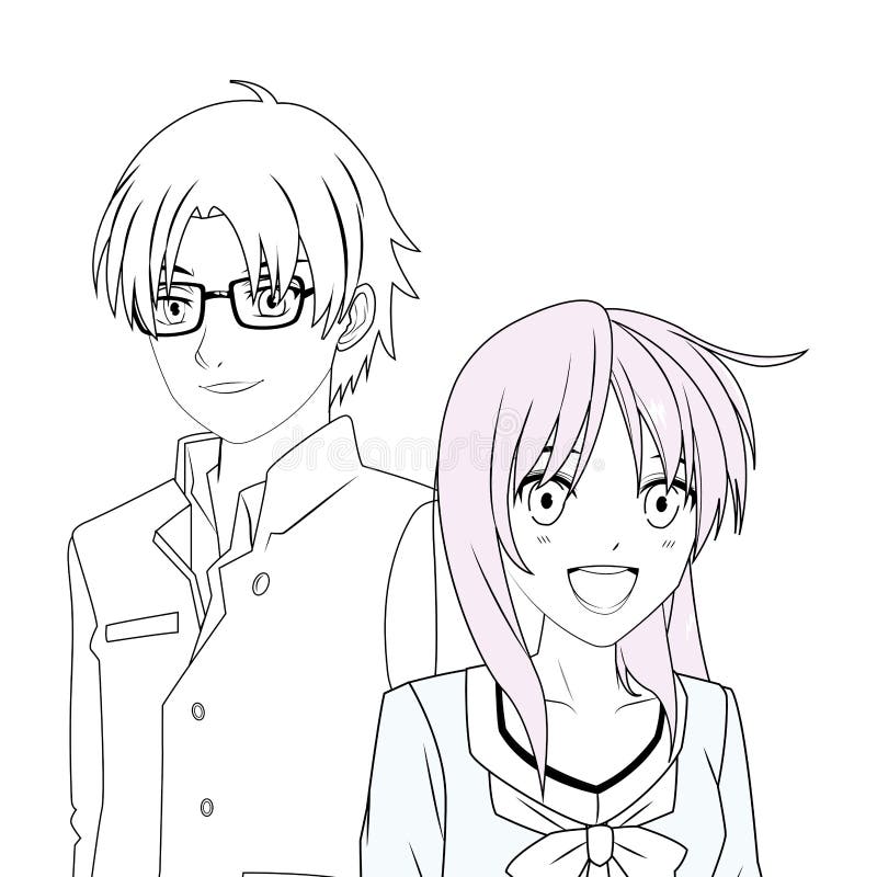 Couple anime manga stock vector. Illustration of drawing - 138658643