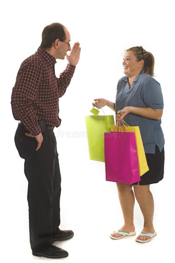 Couple arguing over white background