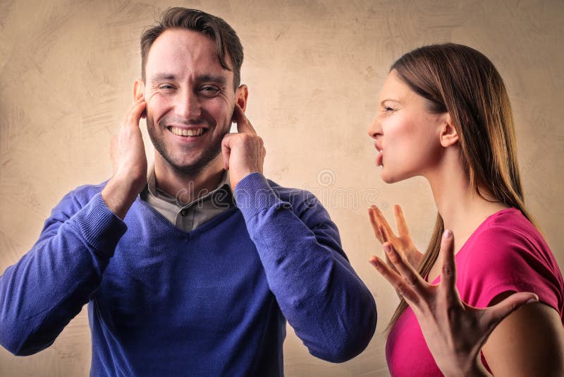 Woman shouting to a man. Woman shouting to a man