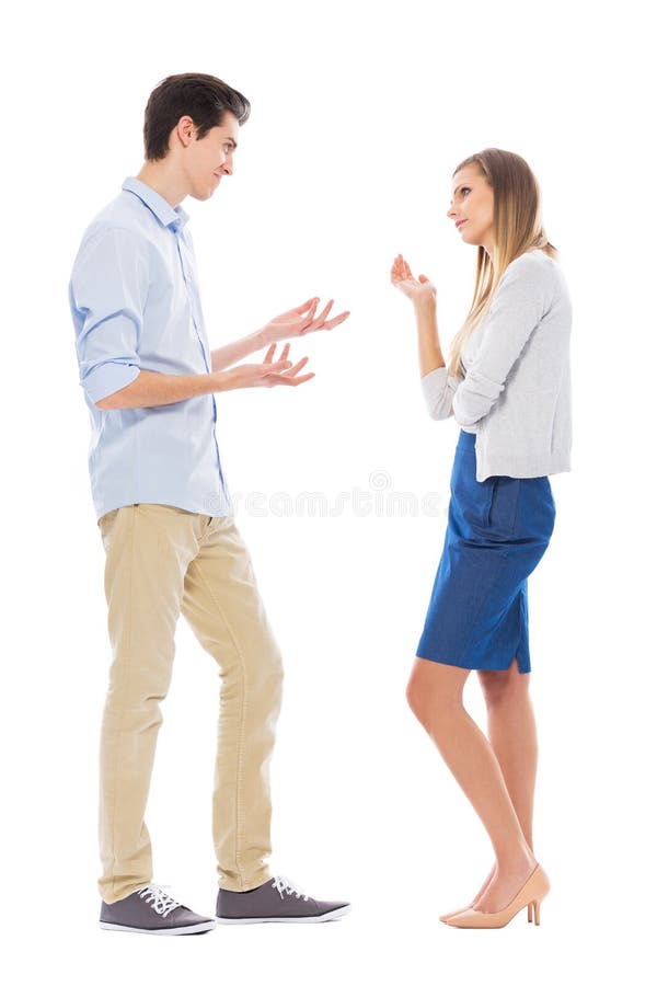 Young couple standing on white background. Young couple standing on white background