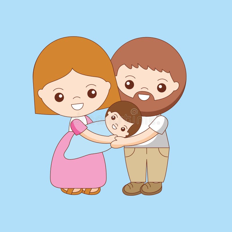 Couple with baby cartoon stock vector. Illustration of husband - 223546412