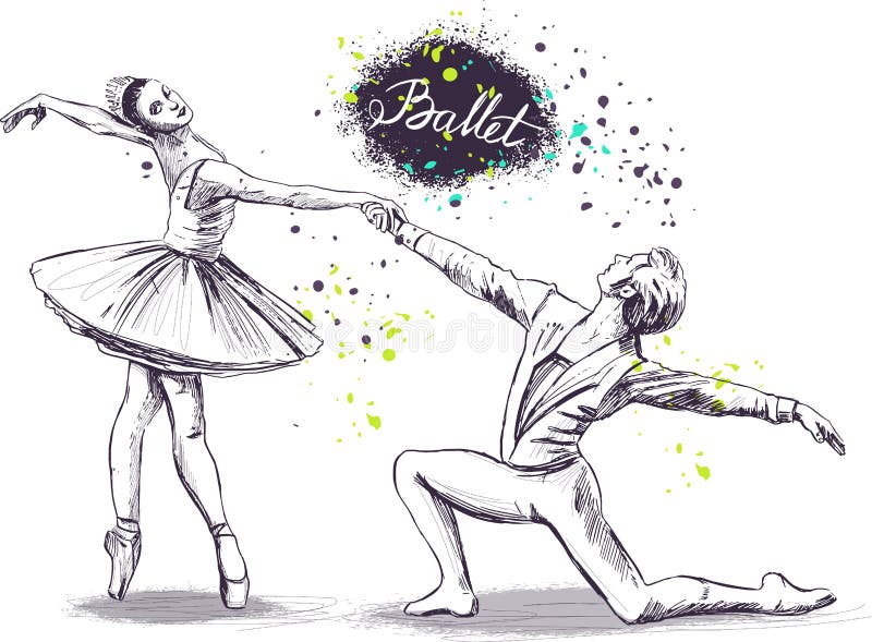 Couple of ballet dancers vector illustration