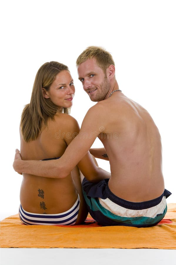 Couple on a beach towel