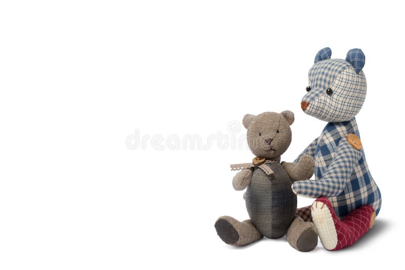 Couple bear patchwork isolated on white background