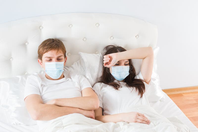Couple in Bed Suffering Common Cold Stock Photo Image of people