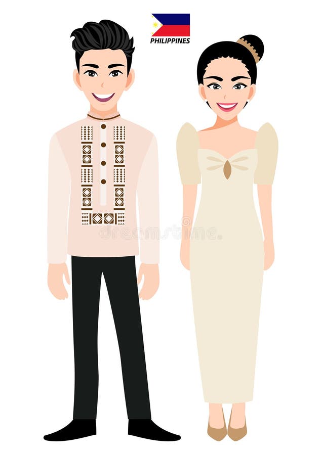 Filipino Couple In Traditional Costume Style Philippines Character