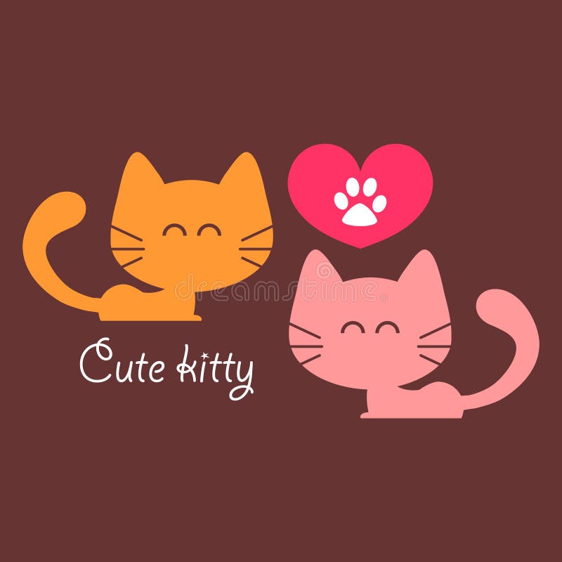 Couple of Cats in Love Romantic Card Stock Vector Illustration of template, childish 27052305