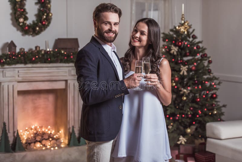 Couple Celebrating New Year Stock Photo - Image of alcohol, celebration ...