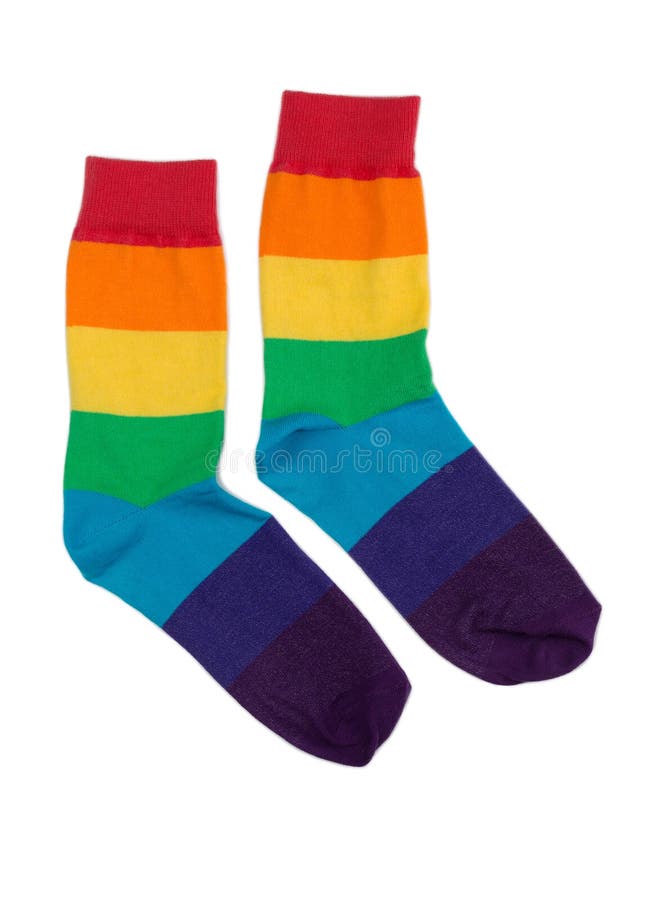 Couple of cheerful colored striped socks.