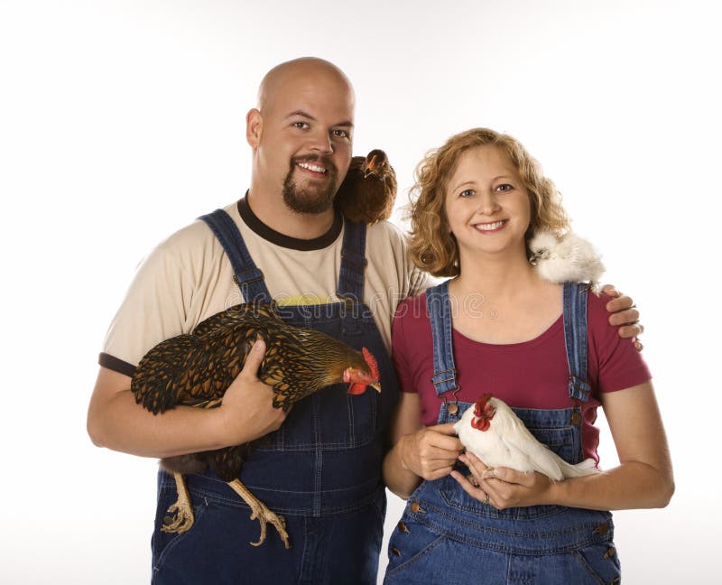 Couple with chickens