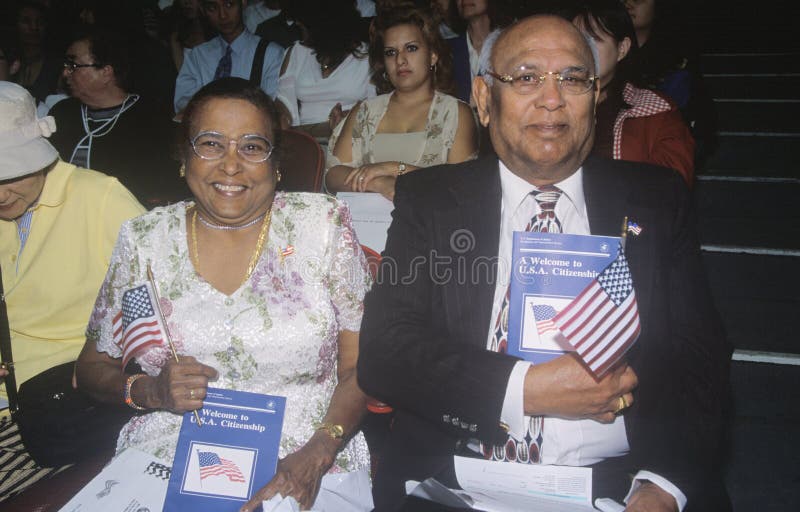 Couple at Citizenship Ceremony, Los Angeles, California royalty free stock images