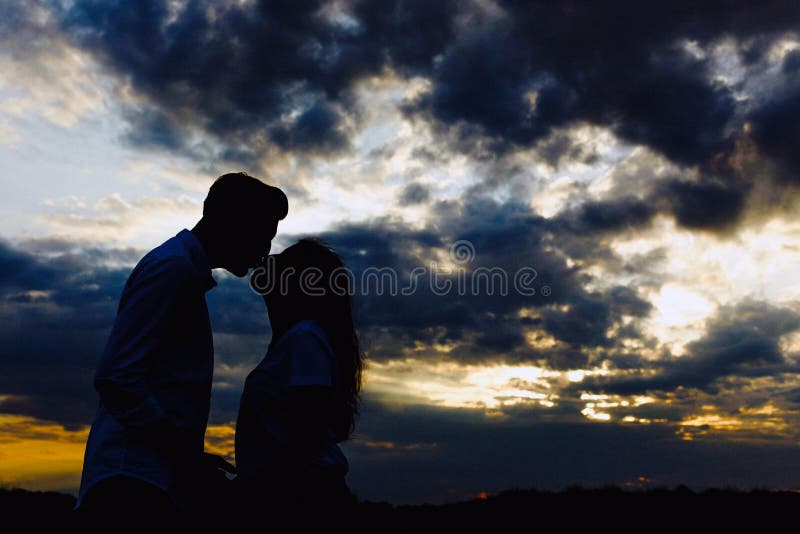 Couple with Cloud Sky Backlight Stock Photo - Image of nature ...