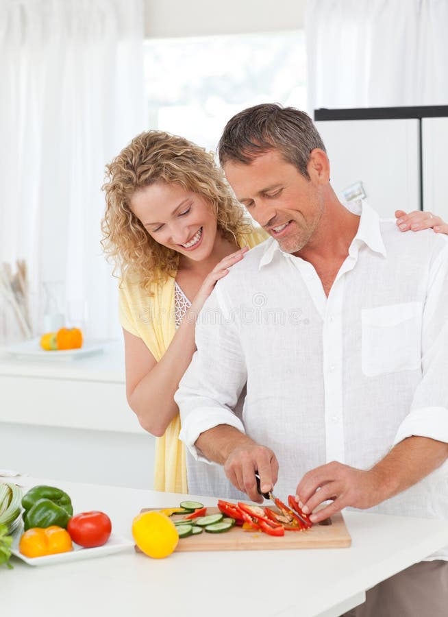 Couple Cooking Together In Their Kitchen Stock Image Image 18107473