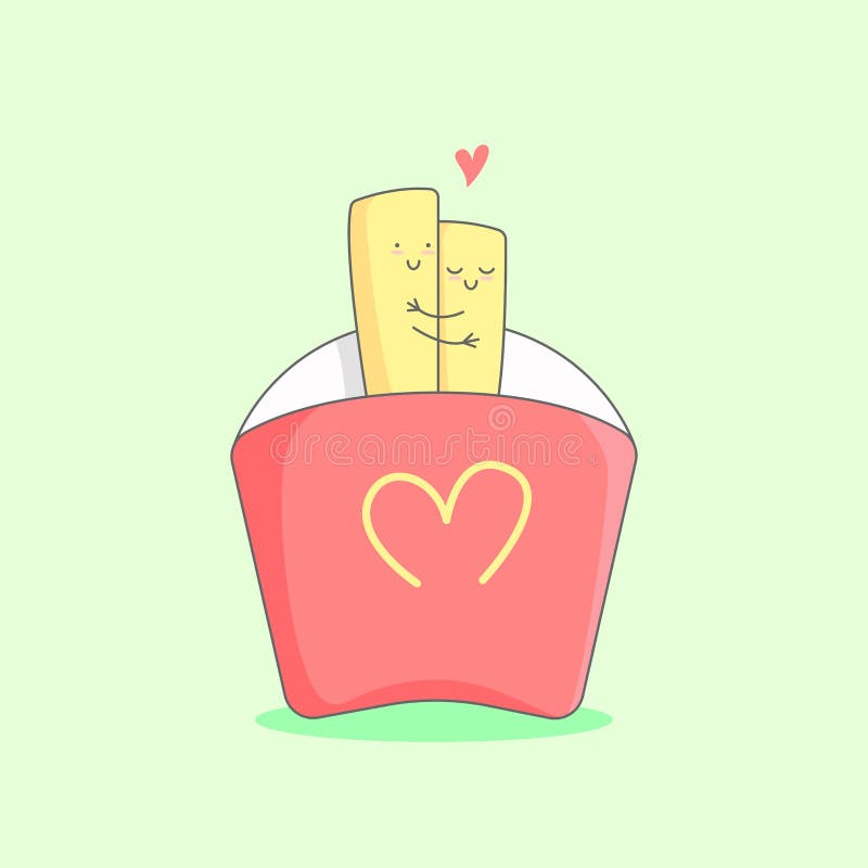 A Couple of Cute French Fries Hugging and Love Each Other Stock  Illustration - Illustration of heart, love: 168314087