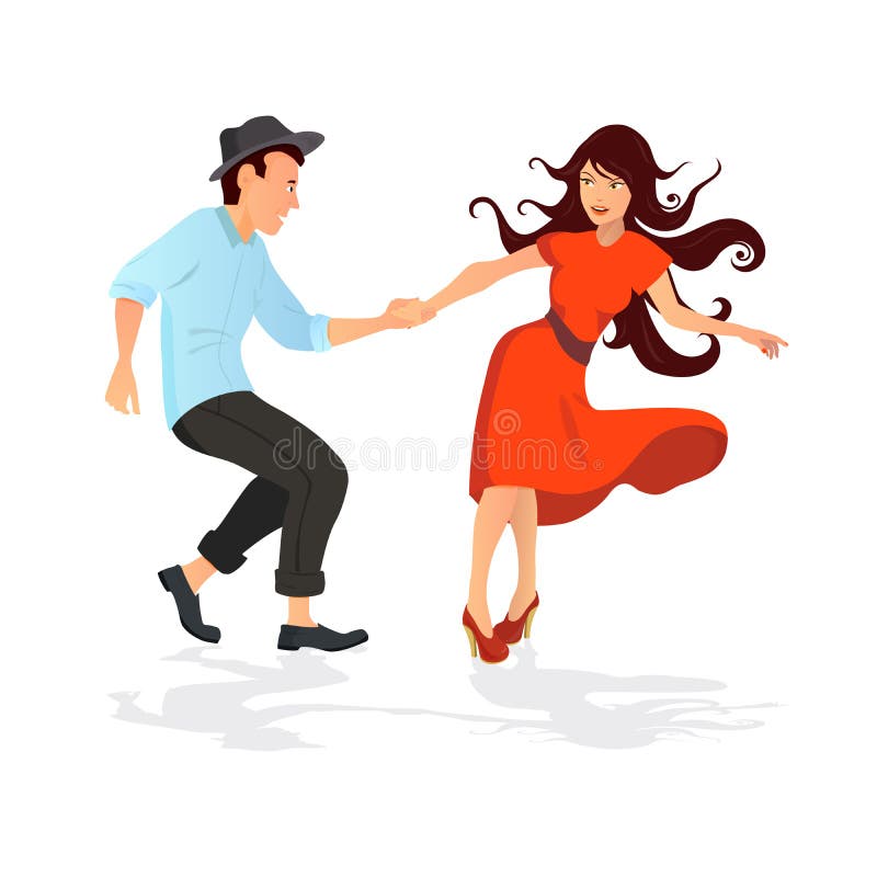 Young couple dancing swing, rock or lindy hop.