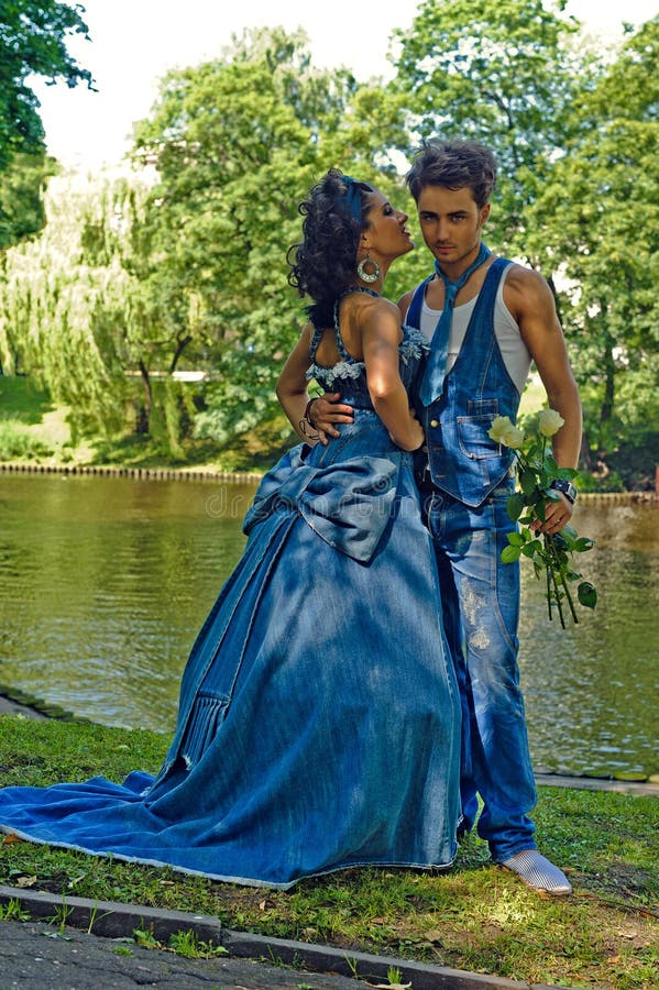 Couple in denim suits stock photo. Image of modern, boat 34697260