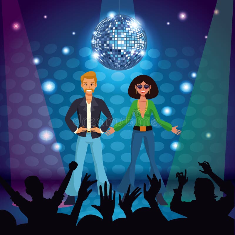 Couple of disco dancers stock vector. Illustration of nostalgia - 119469102