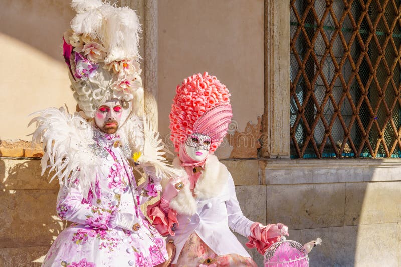 Couple dressed in traditional costumes, Venice Mask Carnival