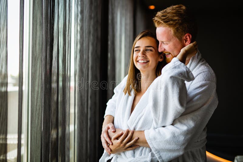 Couple enjoying wellness weekend and serene moments together royalty free stock image