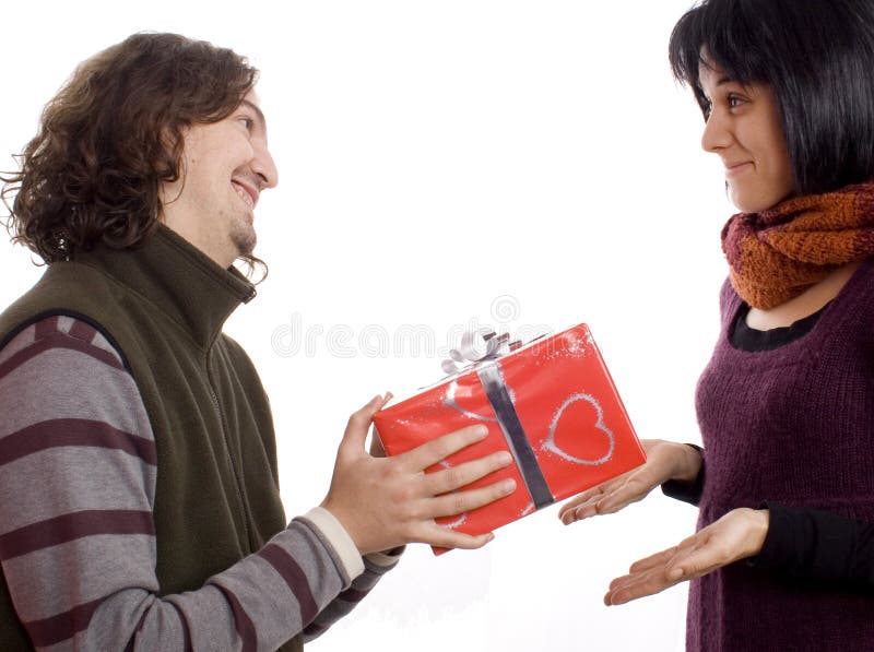 Couple giving a present