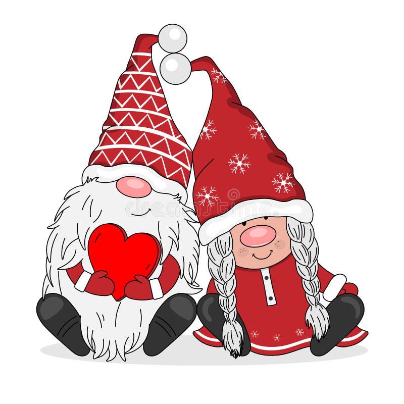 Couple of gnomes in love. stock vector. Illustration of heart - 202357570