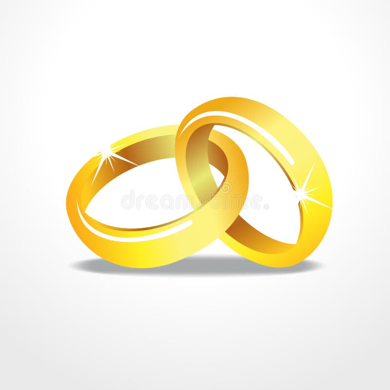 Couple Of Gold Wedding Rings On White Background Stock Illustration