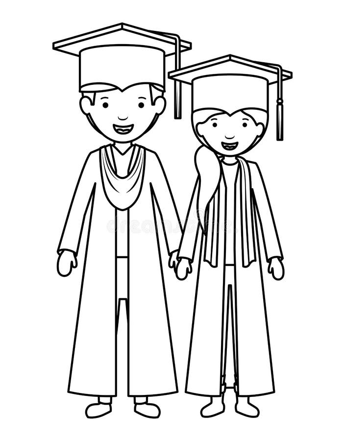 Couple Graduates Avatars Characters Stock Vector - Illustration of ...