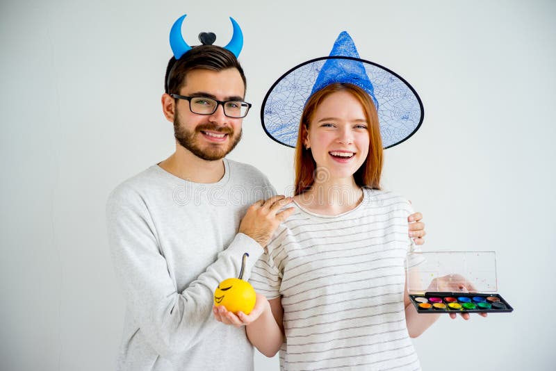 Couple in halloween costumes stock images Couple in halloween costumes stock images