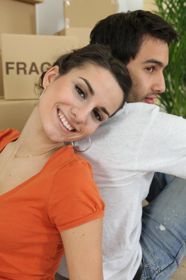 Couple happy to have moved in royalty free stock photography Couple happy to have moved in royalty free stock photography