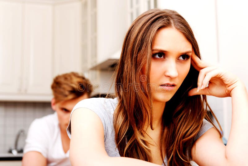 Couple Having an Argument in the Kitchen. Stock Image - Image of