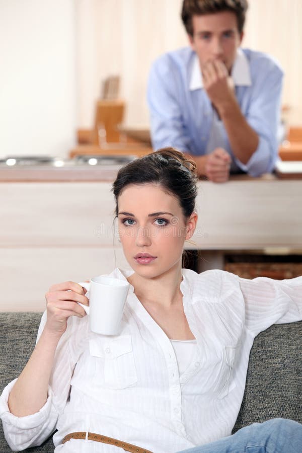A couple having breakfast stock photography