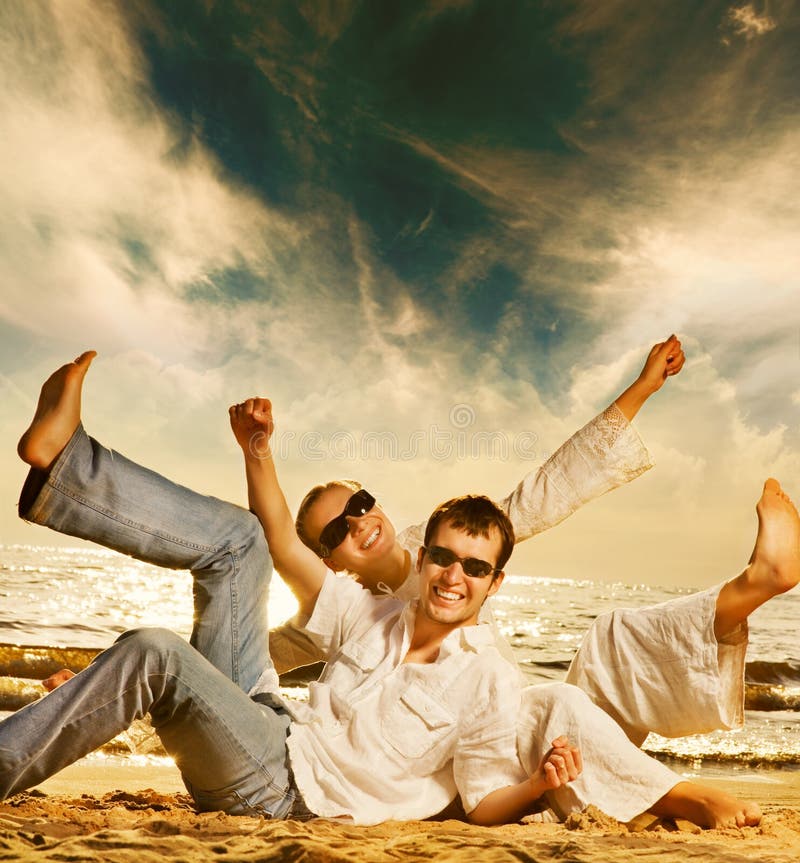 Couple having fun on the beach